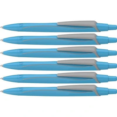 Abbildung von Schneider 131923 Reco neon Edition Kugelschreiber (aus recyceltem Kunststoff, ausgezeichnet mit Der blaue Engel, Schreibfarbe: blau) blau, 6 Stück
