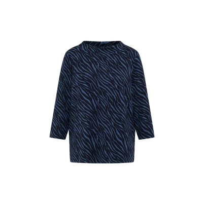 Abbildung von Cecil MIT Minimal Print Langarmshirt, Damen, Größe: XL, Blau