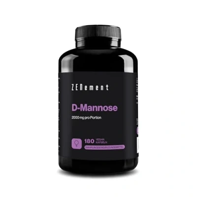 Abbildung von D Mannose 180 Kapseln 2000 mg pro Tagesportion, Hochdosiert 2 Monate Versorgung Ohne Unerwünschte Zusätze 100% Vegan