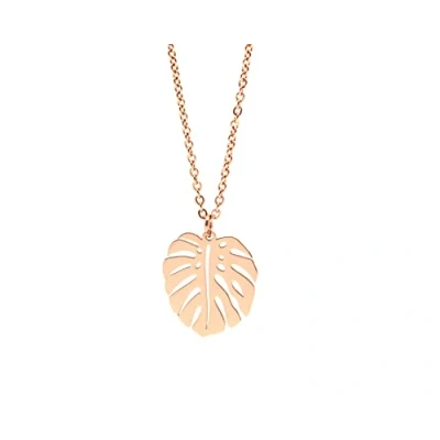 Abbildung von Nuoli® Blatt Kette Rosegold Damen (45 + 5cm verstellbar) Halskette mit Monstera Schmuck Anhänger für Frauen &amp; Mädchen, aus Edelstahl