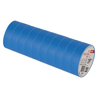 Abbildung von EMOS PVC Isolierband Blau 10er Pack, 19mm x 20m, 0,13mm Bandstärke, selbstklebend, hohe Spannungsfestigkeit und Anwendungstemperaturbereich, UV beständig, wasserdichte Verbindung, ohne Textilgewebe