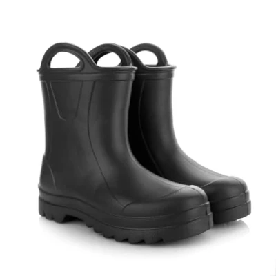 Abbildung von LEMIGO Kinder Gummistiefel Sehr Leichte Regenstiefel aus EVA Schaum mit Griff für Jungen und Mädchen 735 Doggy/Schwarz, 25