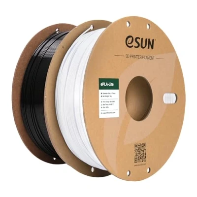 Abbildung von eSUN PLA Filament 1.75mm, Modifiziertes 3D Drucker PLA, Maßgenauigkeit +/ 0.03mm, 1KG pro Spule, 2 Spulen Druck für Drucker, Kaltes Weiß+Schwarz