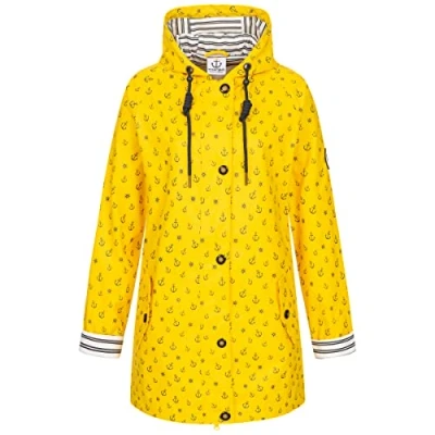 Abbildung von Ankerglut Damen Friesennerz Regenmantel Mit Kapuze Wasserdicht Wetterfest Windbreaker Übergangsjacke #Ankerglutzauber Regenjacke, Slategray, 40 EU