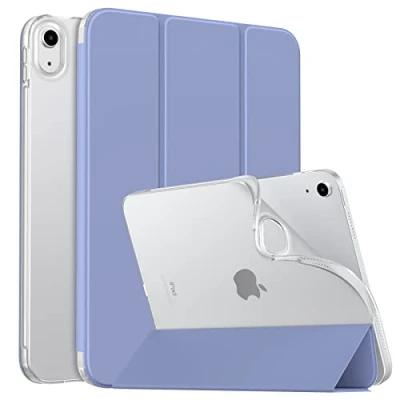 Abbildung von MoKo Hülle für Neu iPad 10. Generation 2022, 10,9 Zoll TPU Transluzent Rückseite Cover mit Ständer und Auto Schlaf/Aufwach Funktion Tablet Hüllen Schutzhülle, Lavendel