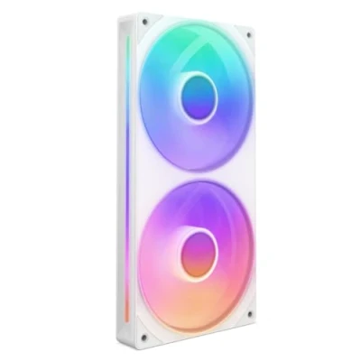 Abbildung von NZXT F240 RGB Core 240 mm Einzelrahmen Lüftereinheit mit 2 x 120 Lüftern Drehzahl und Beleuchtungssteuerung Hoher statischer Druck Luftstrom 8 aRGB LEDs pro Lüfter Weiß