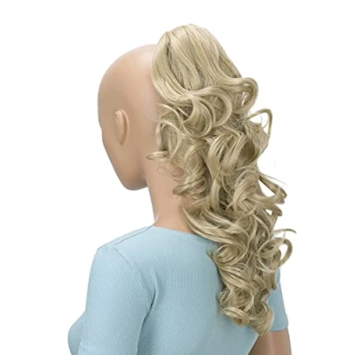 Abbildung von CAISHA 40cm Haarzopf Lily Haarteil mit Butterflyklammer Pferdeschwanz Haarverlängerung Voluminös Gewellt Blond H213