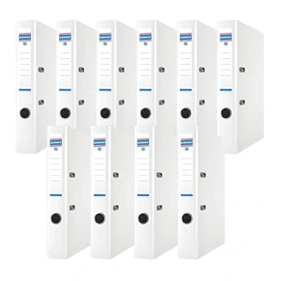 Abbildung von DONAU Premium Ordner Schmal 10er Pack/DIN A4 / 5 cm 10 Stück/Weiße/Kunststoffbezug PP/Carton Papier Schlitzordner Büroordner Aktenordner Ringordner/Grünen Punkt