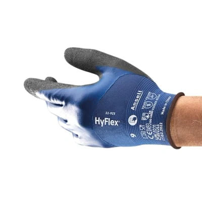 Abbildung von Ansell HyFlex 11 925 Ölabweisenden Arbeitshandschuhe, Rutschfeste Nitril Beschichtung, Wasserdichte Schutzhandschuhe für Industrie und Mechanik, Dünne Montagehandschuhe, Blau, Größe S (1 Paar)