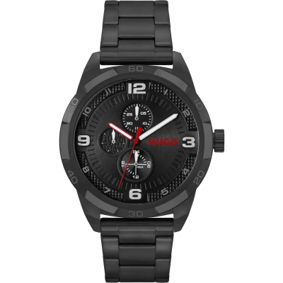 Abbildung von HUGO Multi Zifferblatt Quarz Uhr für Herren mit Schwarzes Edelstahlarmband 1530279