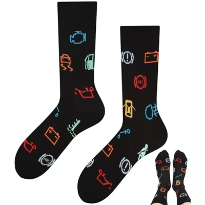 Abbildung von TODO Lustige Auto Socken Damen, Lustig Motiv Kontrollleuchten Armaturenbrett 39 42