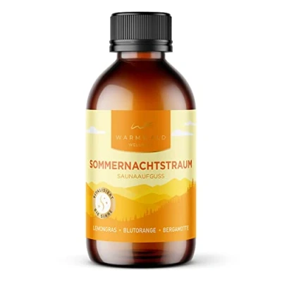 Abbildung von Warmwald Saunaaufguss Sauna Aufgussmittel mit natürlichen ätherischen Ölen Saunaöl Saunaduft Lemongras, Blutorange, Bergamotte (Sommernachtstraum 100 ml)