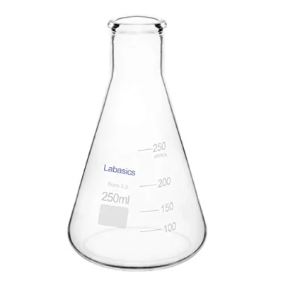 Abbildung von Labasics Erlenmeyerkolben aus Glas, Schmalmund Borosilikatglas Labor Kolben Erlenmeyer Flask mit Robustem Rand 250ml