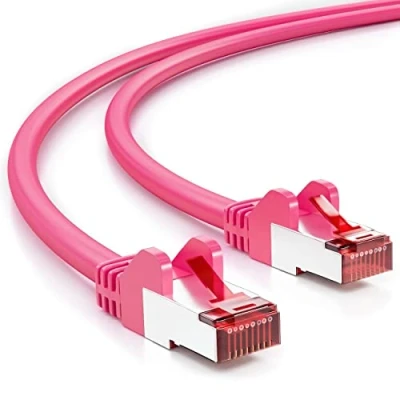 Abbildung von deleyCON 5m CAT6 Patchkabel S/FTP PIMF Schirmung CAT 6 RJ45 LAN DSL Netzwerkkabel Ethernetkabel Switch Router Modem Access Point Patchfelder Magenta