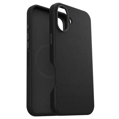 Abbildung von Apple iPhone 16 Plus Hülle MagSafe Kunstleder OtterBox Hard Case/Backcover Handyhülle Schwarz Shockproof/Stoßfest