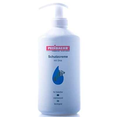 Abbildung von PediBaehr Schutzcreme Fußcreme für Diabetiker mit Urea und Hyaluron, 500ml Pumpspender