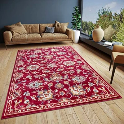 Abbildung von Hanse Home Caracci Teppich Orientalisch Orient Läufer klassisch dicht gewebt mit Ornamenten und Blumenmotiven Weicher Kurzflor für Schlafzimmer, Esszimmer, Wohnzimmer, Flur, Küche Rot, 200x280cm