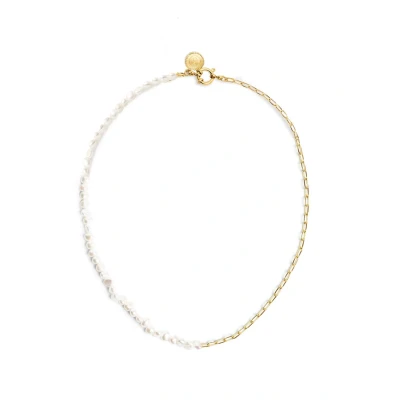 Abbildung von SINGULARU Chic Pearl Halskette. Edelstahl mit 18 Kt Vergoldeter Beschichtung und Zuchtperle. Schmuck für Damen.