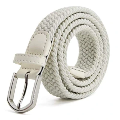 Abbildung von AnJuHoPa Mehrfarbiger elastischer Gürtel für Jungen und Mädchen 2,5 cm breit 80 lang modisch langlebig einfach zu bedienen Weiß