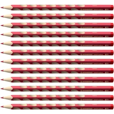 Abbildung von Ergonomischer Buntstift für Rechtshänder STABILO EASYcolors 12er Pack karminrot dunkel