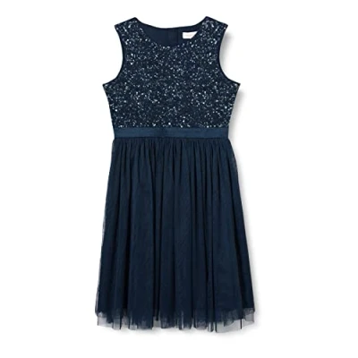 Abbildung von Maya Deluxe Mädchen^Mädchen Paillettenverziertes Hochzeit und Geburtstag Festlich mit Bandschleife Brautjungfernkleid Kleid, Navy, 7 Years