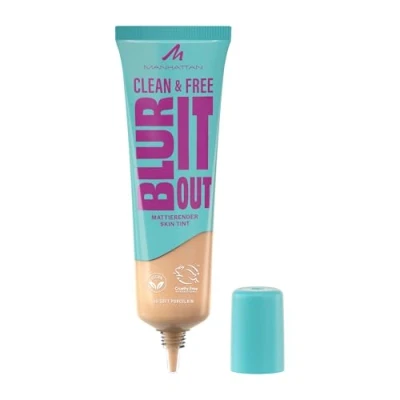 Abbildung von Manhattan Clean &amp; Free Blur It Out Skin Tint, leichtes, hautberuhigendes Make up mit Effekt für ein mattiertes Finish, 30 ml, 030 Soft Porcelain