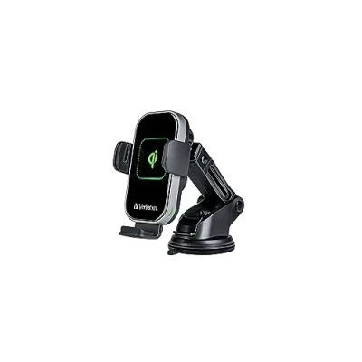 Abbildung von Verbatim Qi Fast Wireless Car Charger FWC 02, Handyhalterung mit Ladefunktion fürs Auto, induktive Handy Ladestation, fluoreszierendes KFZ Ladegerät für iPhone und Android