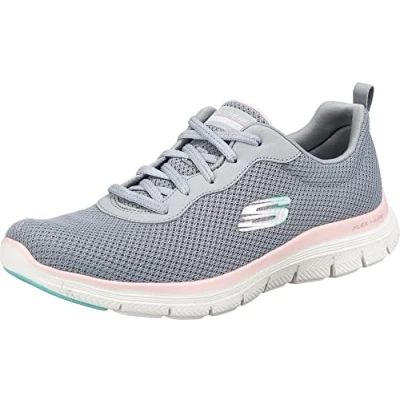 Abbildung von Skechers Damen Flex Appeal 4.0 Brilliant View Sneaker, Gray Mesh Light Pink Trim, 37 EU