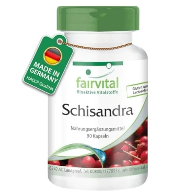 Abbildung von Fairvital Schisandra Kapseln 90 150mg Extrakt pro Kapsel HOCHDOSIERT Wu Wei Zi (Schisandra chinensis) standardisiert auf 9% Schisandrin VEGAN