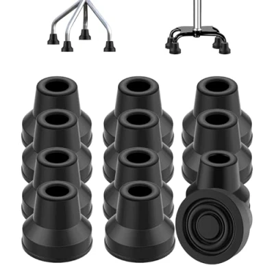 Abbildung von supregear 12 PCS Vierfußgehhilfe Tips, 13 mm Gummispitze für Gehhilfen, Strapazierfähige Rutschfeste Spitze mit Extremem Halt, Ersatzfüße Geh und Stehhilfen Damen, Herren, Senioren, Schwarz
