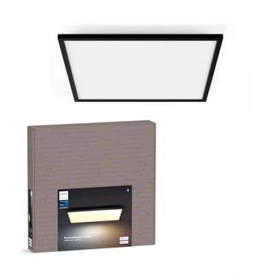 Abbildung von Philips Hue White Ambiance Aurelle Panelleuchte schwarz inkl. Dimmschalter, 4200lm, 60x60cm, dimmbar, alle Weißschattierungen, steuerbar via App, kompatibel mit Amazon Alexa, neue Generation