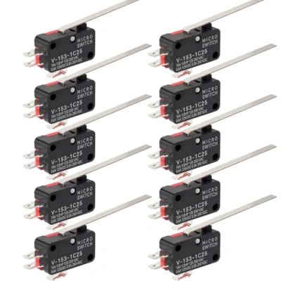 Abbildung von Gebildet 10Stücke Lange Scharnier Hebel Mikroschalter, Gerade Hinge Lever Momentanen Endschalter, 3Pins SPDT Miniature Basic Micro Schalter