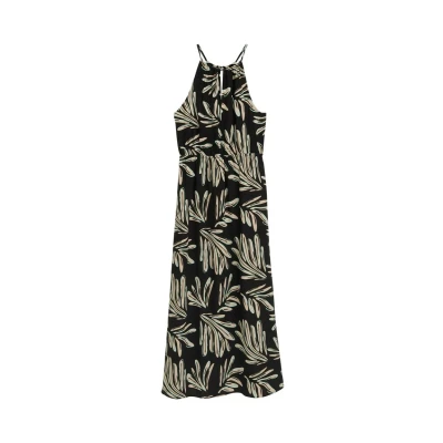 Abbildung von TOM Tailor Denim American Neckline Maxikleid, Damen, Größe: XS, Abstract black beige print