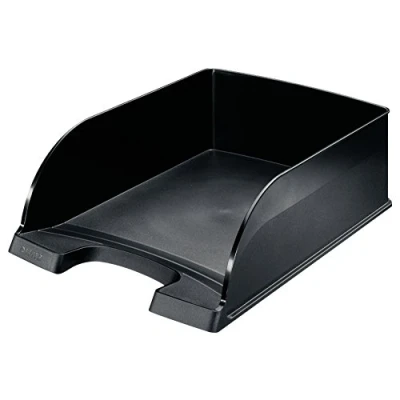 Abbildung von Leitz Briefkorb A4 Jumbo, Briefablage mit extra großem Fassungsvermögen in Premium Qualität, Stapelbares Ablagefach als Schreibtisch Organizer, Kombinierbar Plus Serie, Schwarz, 52330095