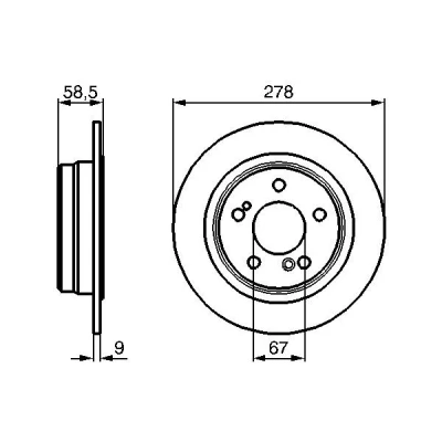 Abbildung von BOSCH 0 986 478 565 Bremsscheibe 277,8 9 5 112 voll geölt MERCEDES BENZ: 190, SL Convertible
