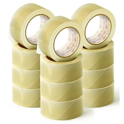 Abbildung von OFITURIA Transparentes Packband zum Verpacken von Kartons für Versand und Umzug. Siegel sichere widerstandsfähige Verpackungen (48 cms x 60 mts Transparente, 12 Rollos)