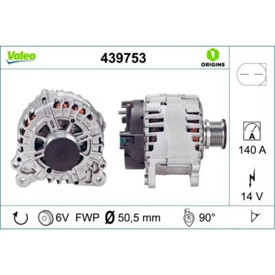 Abbildung von VALEO 439753 Lichtmaschine 14V 140A VOLKSWAGEN: Transporter 5 Bus, 5, Multivan 6