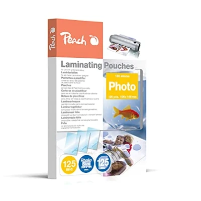 Abbildung von Peach Laminierfolien 106x156mm Foto 125 mic pouches glänzend kompatibel mit Laminiergeräten aller Markenhersteller S PP525 19P