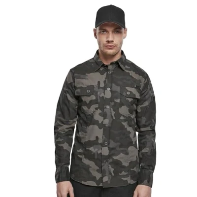 Abbildung von Brandit SLIM FIT Hemd, Herren, Größe: Medium, Darkcamo