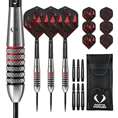Abbildung von Darts Corner Astrofire Dartpfeile, gerändelte Stahlspitze, 22 g