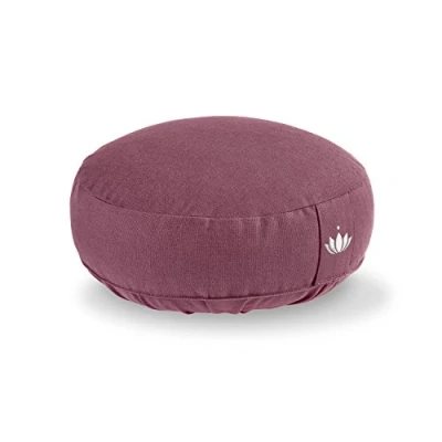 Abbildung von Lotuscrafts® Meditationskissen mit 10 cm Sitzhöhe, extra niedrig, Yoga Kissen Dinkelfüllung, Yogakissen Rund, Bodenkissen Meditationskissen, Bezug waschbar, GOTS Zertifiziert