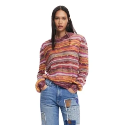 Abbildung von Desigual Damen Woman Flat Knit Thin Gauge Pullover Sweater, Rot, L EU