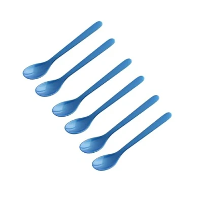 Abbildung von FACKELMANN 6er Set Eierlöffel Frühstückslöffel 14 cm Farbe: Blau hochwertiger Kunststoff ideal für den Frühstückstisch