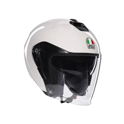 Abbildung von AGV IRIDES E2206, Motorrad Jet Helmet, Unisex, Helm mit Kratzfestes Visier UV Schutz, Materia White, XS