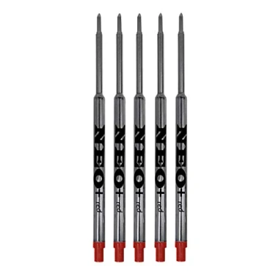 Abbildung von Set von Kugelschreiberminen für Waterman Kugelschreiber. Mittlere Spitze, weiche Rollminen (Set mit 5 roten Tinten)
