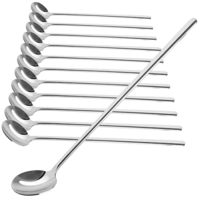 Abbildung von com four® 12x Latte Macchiato Löffel Set aus Edelstahl mit langem Stiel Eislöffel lang Rührlöffel für Eiskaffee Eistee Milchshake Eisbecher Cocktails Dessert (12 Stück 17cm)