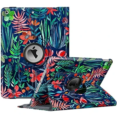 Abbildung von Fintie Hülle für iPad 10.2 Zoll 9.Generation / 8. Gen 7. (Modell 2021/2020/2019) mit Pencil Halter 360 Grad Rotierend Stand Schutzhülle Cover Auto Schlaf/Wach Funktion, Dschungelnacht