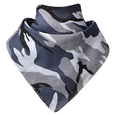 Abbildung von Miobo Bandana, Kopftücher, Halstücher, Halsband, 100% Baumwolle, Einheitsgröße 55x55 cm (Tarnung Grau)