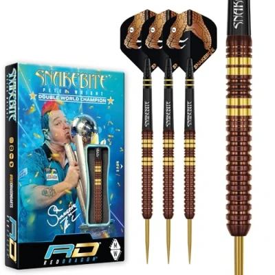 Abbildung von RED DRAGON Peter Snakebite Wright Copper Fusion 23 Gramm Premium Wolfram Darts Set mit Flüge und Stielen