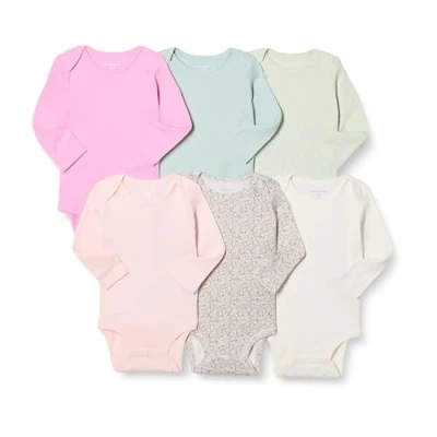 Abbildung von Amazon Essentials Unisex Baby Langärmelige Bodys, 6er Pack, Floral/Rosa, 0 3 Monate